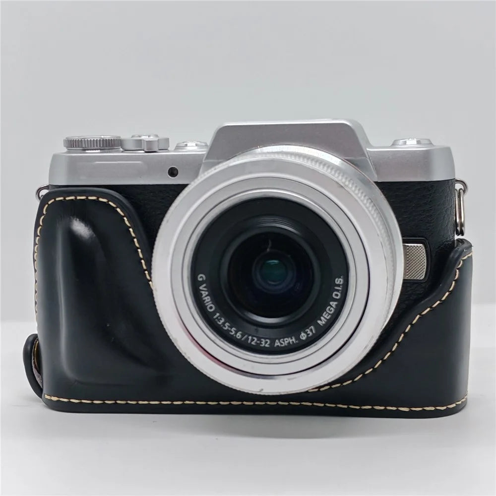 PU Leather Half Case for Panasonic GF7  /  GF8  /  GF9  /  GF10 Camera Bottom Opening Battery Access Protective Cover - Black - 2