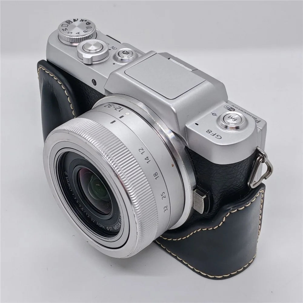 PU Leather Half Case for Panasonic GF7  /  GF8  /  GF9  /  GF10 Camera Bottom Opening Battery Access Protective Cover - Black - 3
