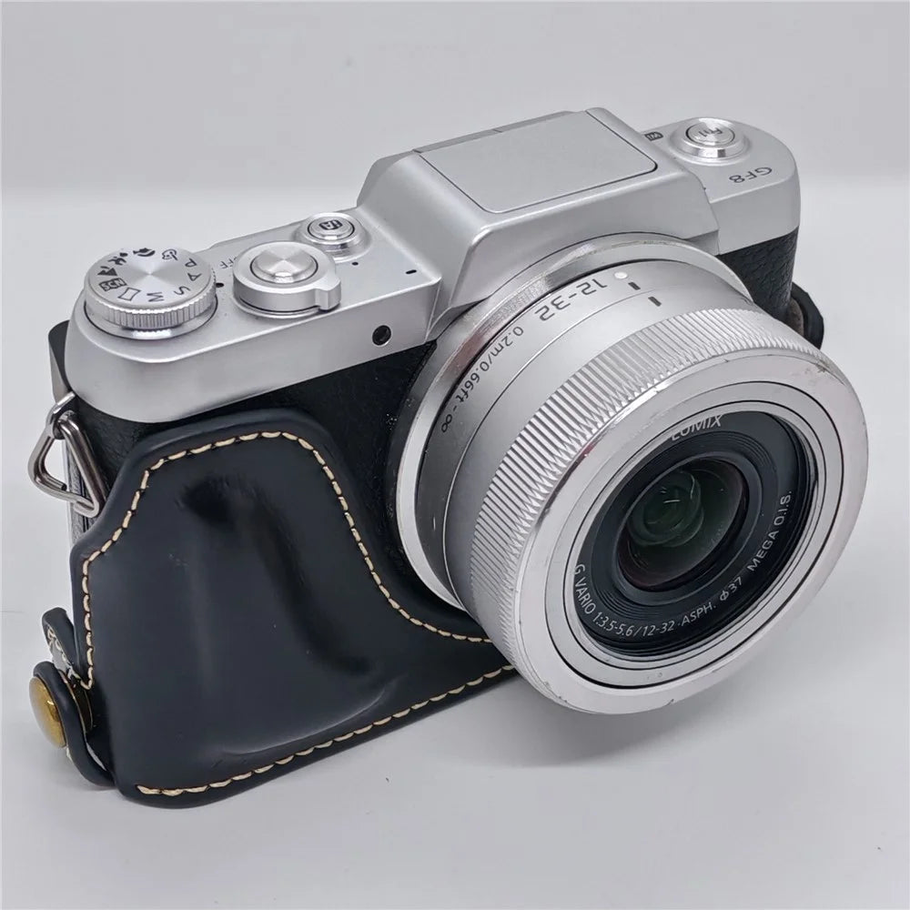 PU Leather Half Case for Panasonic GF7  /  GF8  /  GF9  /  GF10 Camera Bottom Opening Battery Access Protective Cover - Black - 4