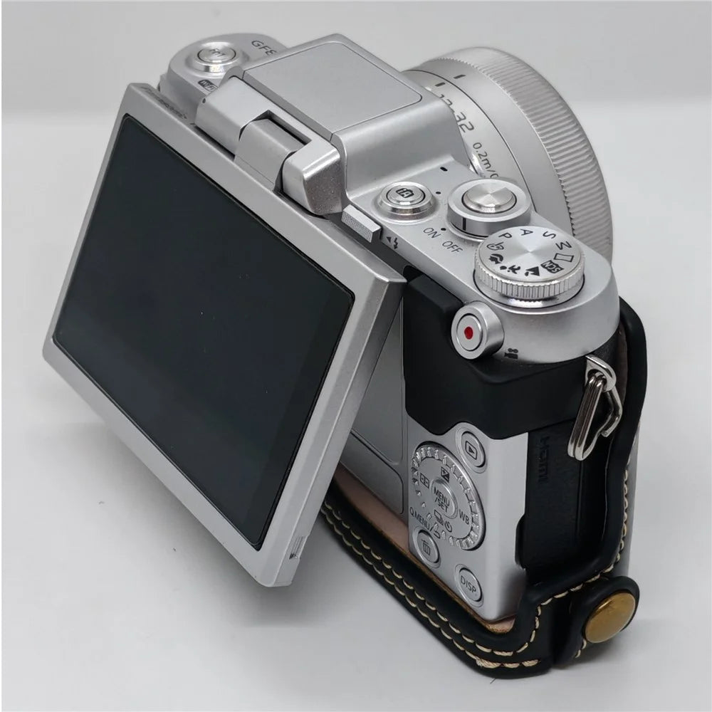 PU Leather Half Case for Panasonic GF7  /  GF8  /  GF9  /  GF10 Camera Bottom Opening Battery Access Protective Cover - Black - 6