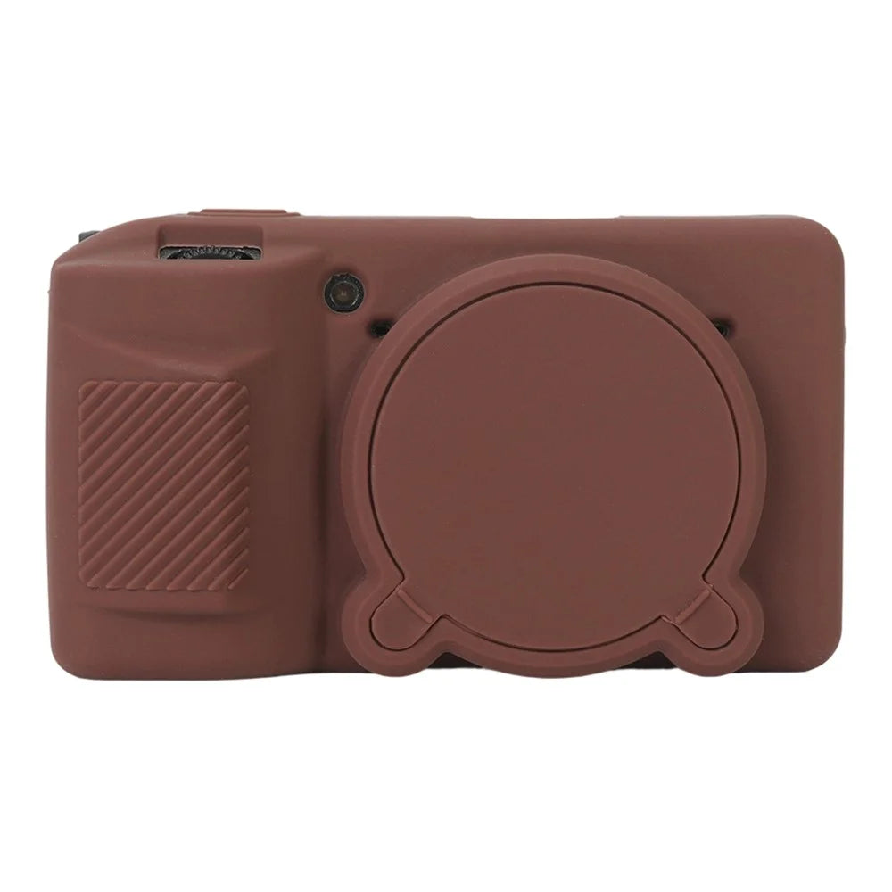 Silicone Case for Ricoh GR IV Camera Anti-Slip Soft TPU Protective Cover with Lens Cap - Brown - 1