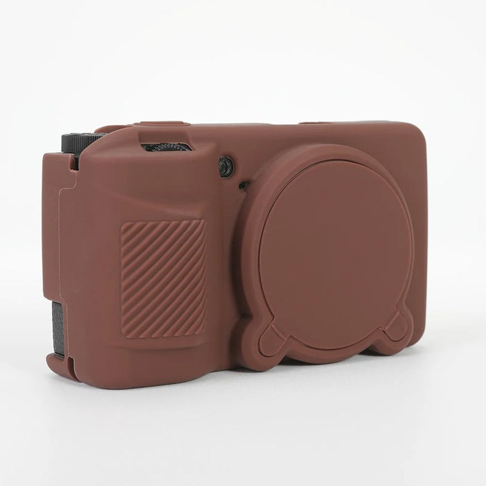 Silicone Case for Ricoh GR IV Camera Anti-Slip Soft TPU Protective Cover with Lens Cap - Brown - 3