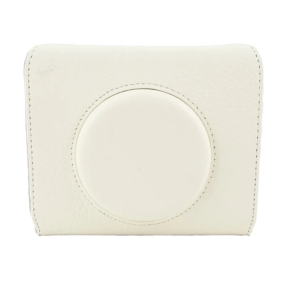 For Leica SOFORT 2 Camera Case with Shoulder Strap PU Leather Protective Cover Instant Film Camera Pouch - White - 2