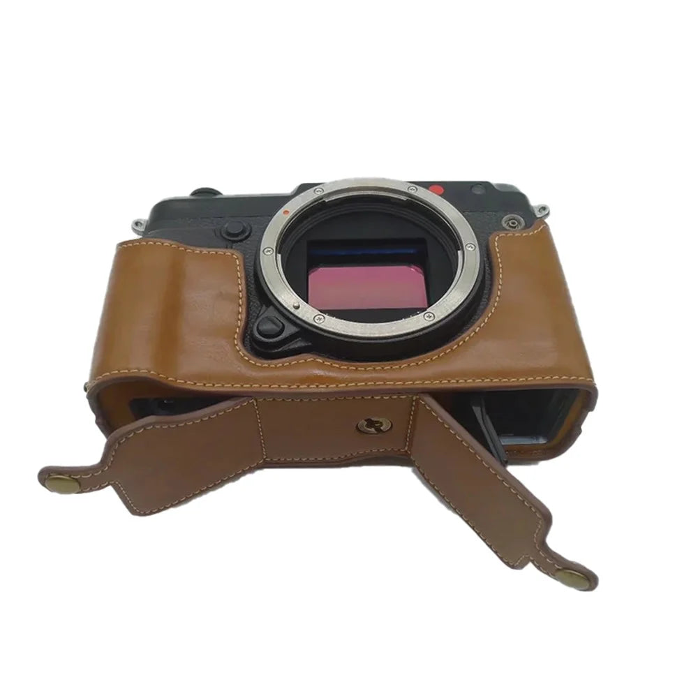 For Fujifilm GFX50R PU Leather Half Body Bottom Case Protective Cover with Battery Opening Design - Brown - 2