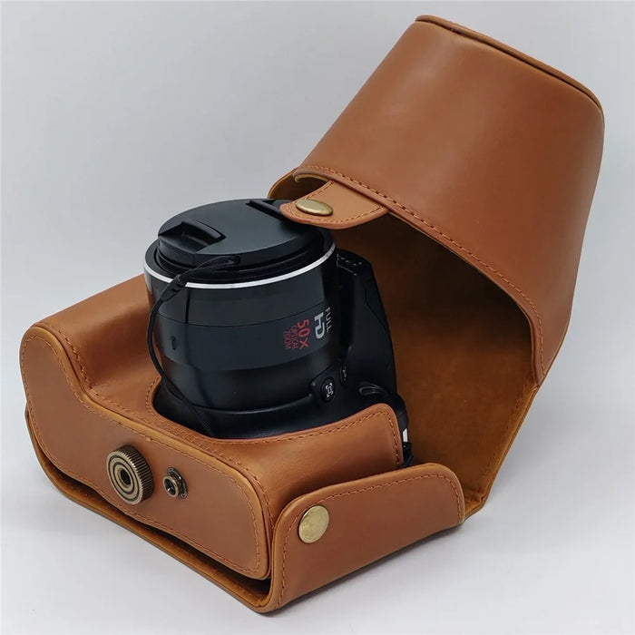 For Canon SX50 HS Camera Case PU Leather Retro Style Protective Cover with Shoulder Strap - Coffee - 5