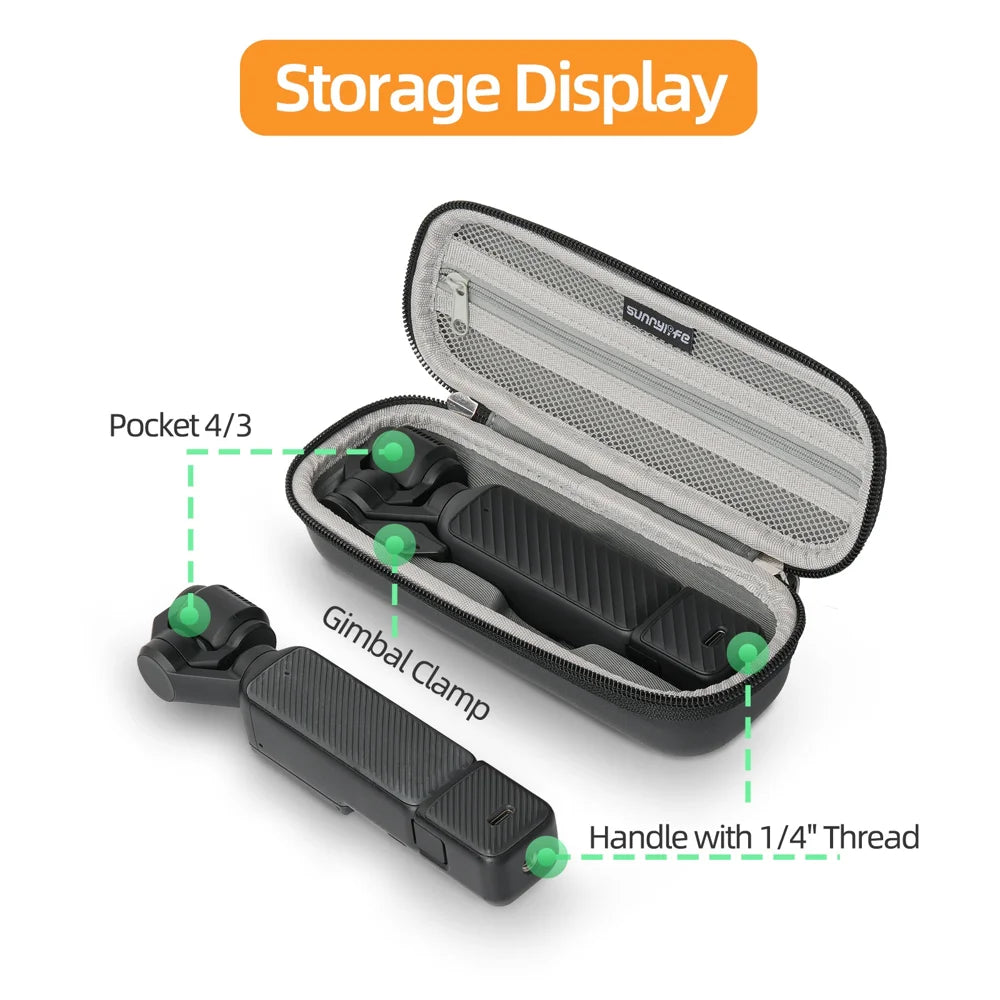 SUNNYLIFE OP4-B205 For DJI Osmo Pocket 4 / 3 Carrying Case Waterproof Leather Portable Storage Bag with Wrist Strap (without Shoulder Strap) - Black - 4