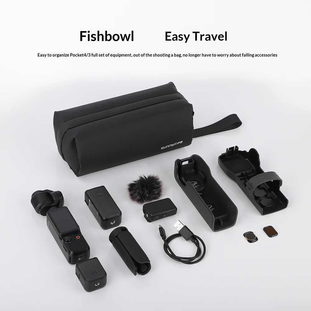 SUNNYLIFE For DJI Osmo Pocket 3/4 Large Capacity Carrying Case Crossbody Bag Portable Storage Pouch - Black - 3