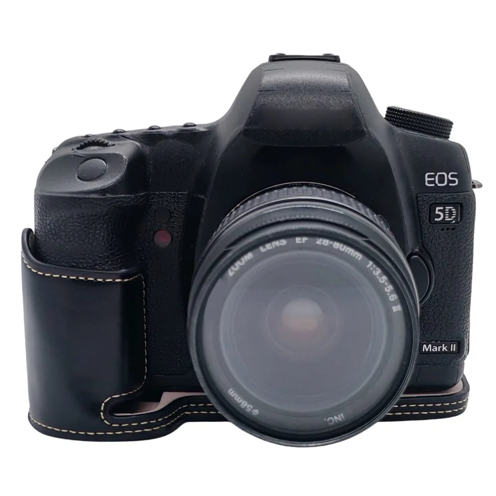 Half Case for Canon EOS 5D Mark II  /  Mark III  /  Mark IV Detachable Battery Design PU Leather Camera Grip Cover - Black - 1