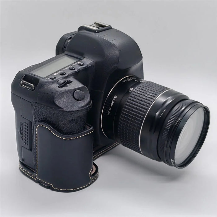 Half Case for Canon EOS 5D Mark II  /  Mark III  /  Mark IV Detachable Battery Design PU Leather Camera Grip Cover - Black - 3