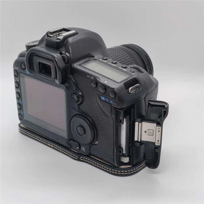 Half Case for Canon EOS 5D Mark II  /  Mark III  /  Mark IV Detachable Battery Design PU Leather Camera Grip Cover with Wrist Strap - Black - 7