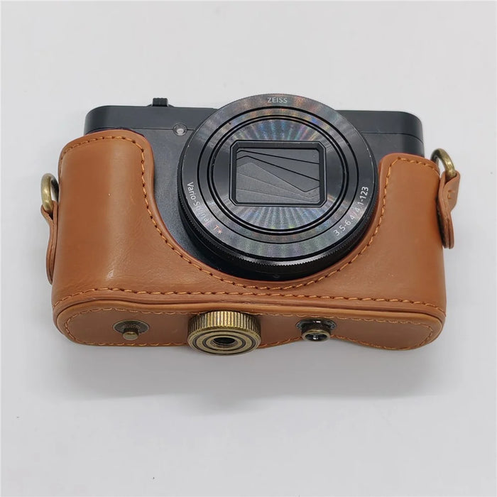 Camera Case for Sony HX80  /  HX90  /  HX90V  /  WX500 PU Leather Protective Cover with Detachable Shoulder Strap - Coffee - 7