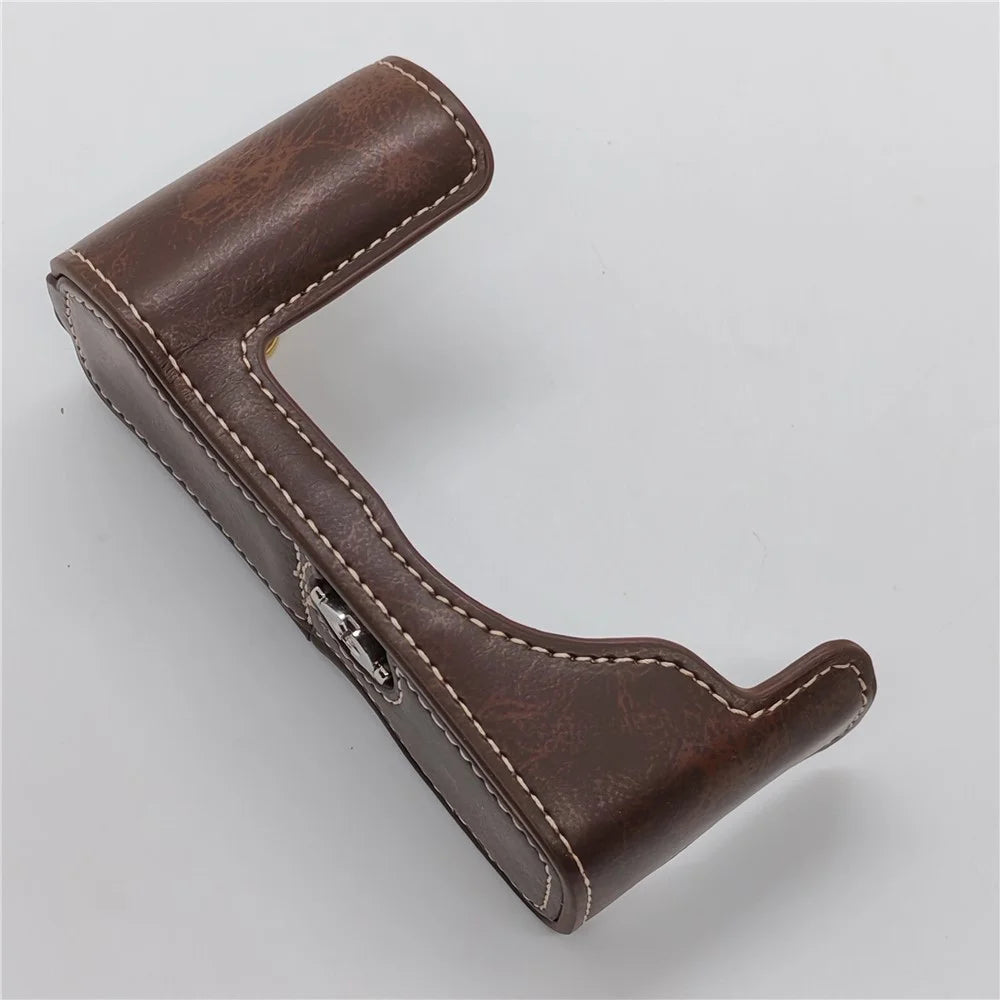 Camera Bottom Case for Olympus PEN E-P7 Battery Opening PU Leather Protective Half Cover with Hand Strap - Coffee - 2