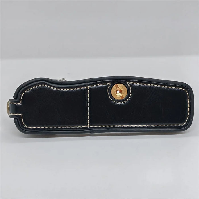 Camera Half Case for Olympus PEN-F PU Leather Bottom Battery Opening Protective Cover with Wrist Strap - Black - 4
