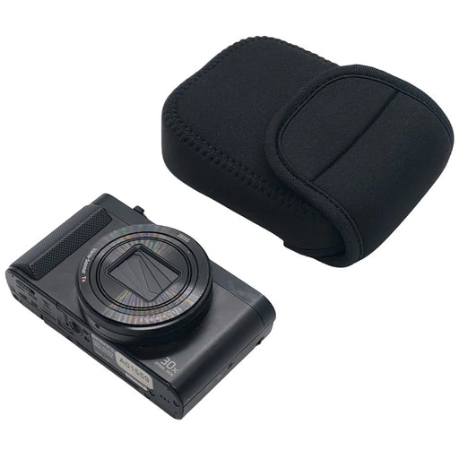 Camera Bag Case for Sony DSC-HX80 / DSC-HX90 / DSC-HX90V / DSC-WX500 Neoprene Protective Pouch with Magic Tape Closure / Carabiner - Black - 1