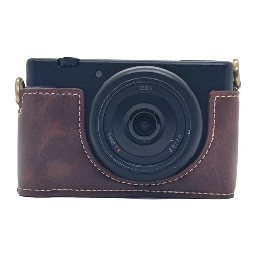 For Sony ZV-1 II / ZV-1F Camera Bottom Case PU Leather Half Cover with Battery Opening - Coffee - 1