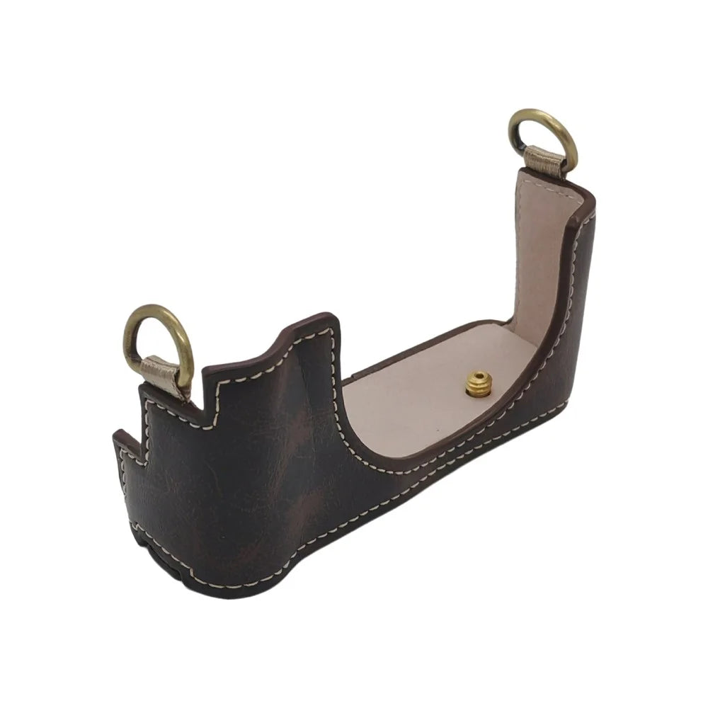 For Sony ZV-1 II / ZV-1F Camera Bottom Case PU Leather Half Cover with Battery Opening - Coffee - 2