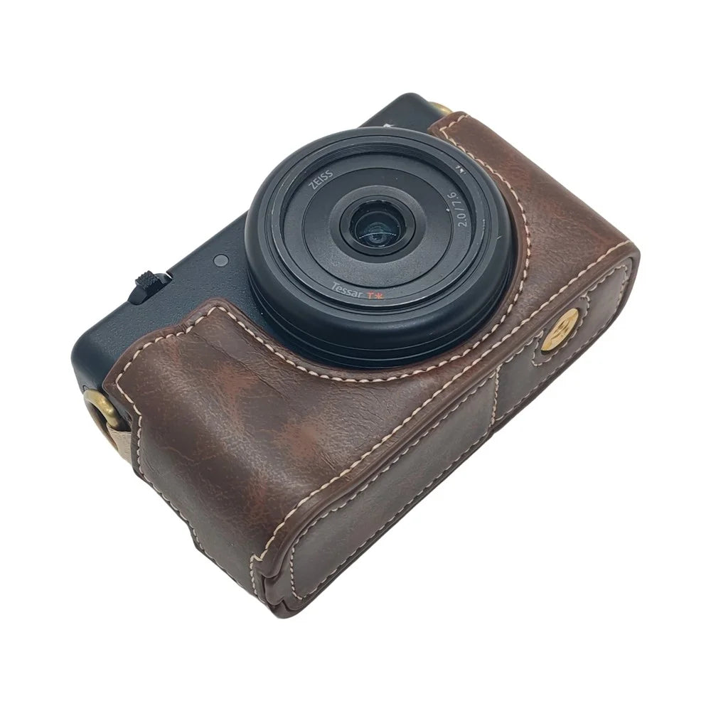 For Sony ZV-1 II / ZV-1F Camera Bottom Case PU Leather Half Cover with Battery Opening - Coffee - 6