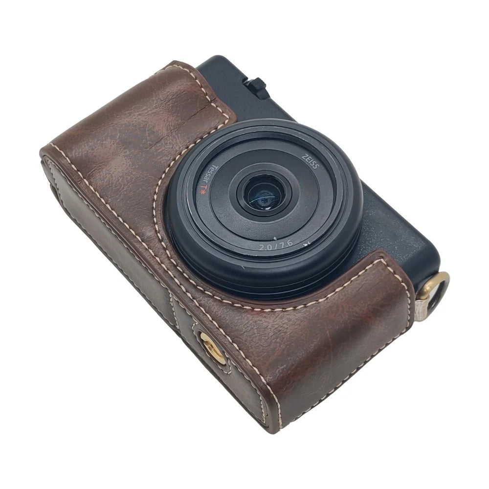 For Sony ZV-1 II / ZV-1F Camera Bottom Case PU Leather Half Cover with Battery Opening - Coffee - 7