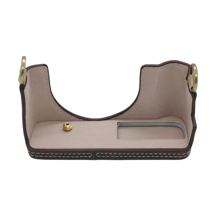 For Sony ZV-1 II / ZV-1F Camera Bottom Case with Hand Strap Battery Opening PU Leather Half Cover - Coffee - 5