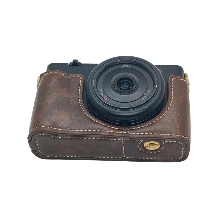 For Sony ZV-1 II / ZV-1F Camera Bottom Case with Hand Strap Battery Opening PU Leather Half Cover - Coffee - 7