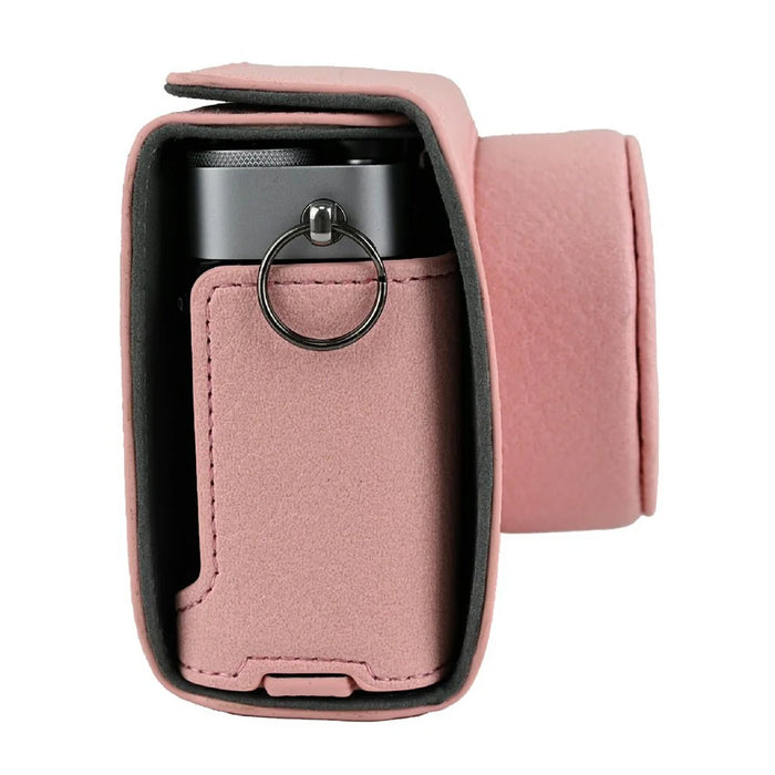 For Fujifilm X-E5 Camera Case Litchi Texture Leather Cover with Battery Hole and Shoulder Strap - Pink - 3