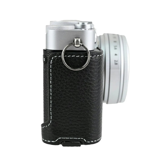 For Fujifilm X-E5 Camera Case Genuine Cow Leather Protective Cover with Battery Access - Black - 3