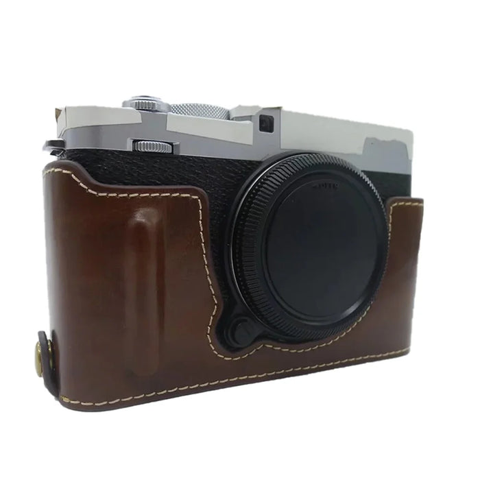 For Fujifilm X-E4 PU Leather Camera Bottom Case Battery Opening Design Protective Half Body Cover - Coffee - 2