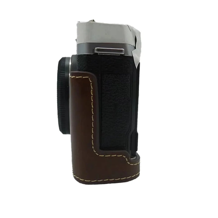 For Fujifilm X-E4 PU Leather Camera Bottom Case Battery Opening Design Protective Half Body Cover - Coffee - 5