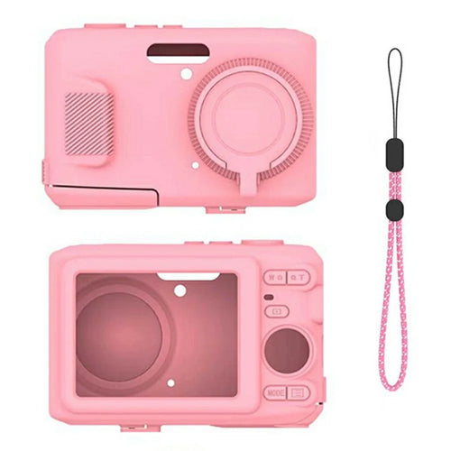 Silicone Case for Kodak Pixpro FZ45 Camera Anti-slip Protective Cover with Wrist Strap - Pink - 1