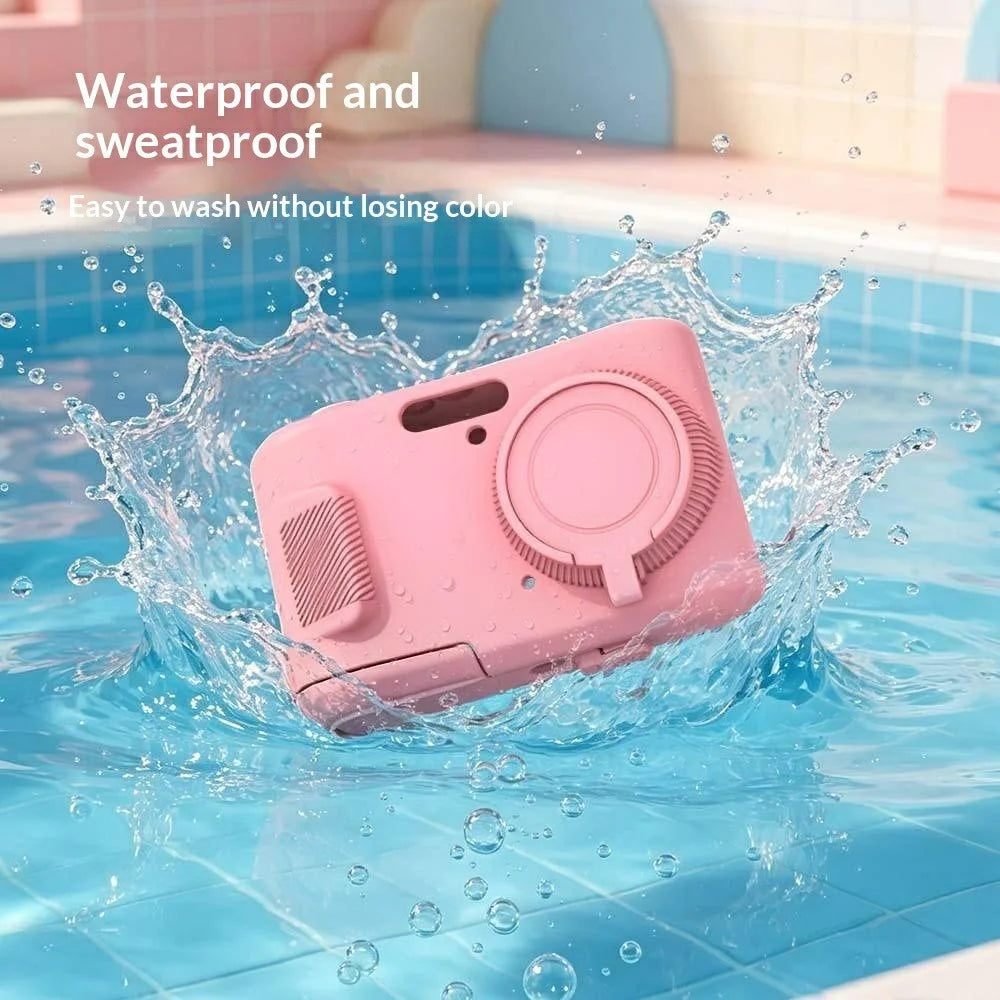 Silicone Case for Kodak Pixpro FZ45 Camera Anti-slip Protective Cover with Wrist Strap - Pink - 3