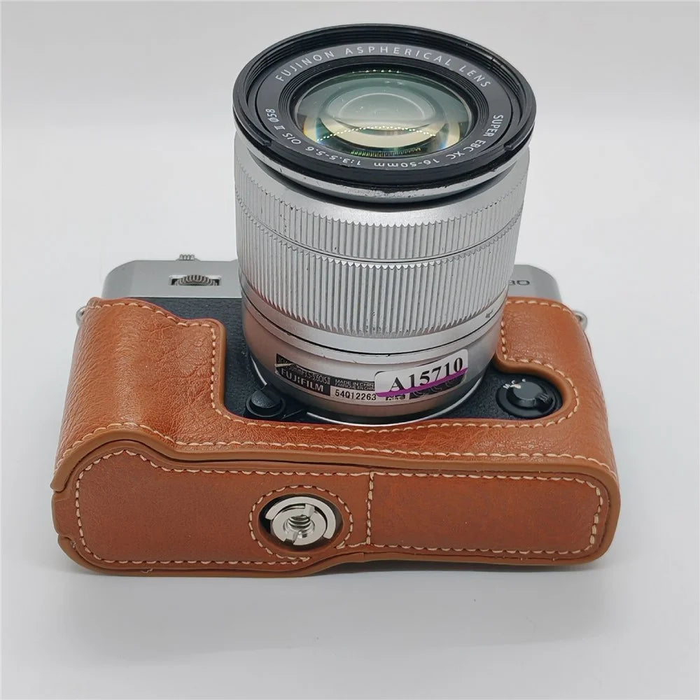 Camera Half Case for Fujifilm X-T30 III / X-T30 II / X-T30 / X-T20 / X-T10 Vintage Leather Base with Wrist Strap - Brown - 3