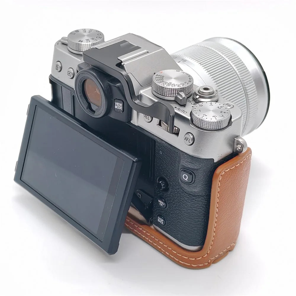 Camera Half Case for Fujifilm X-T30 III / X-T30 II / X-T30 / X-T20 / X-T10 Vintage Leather Base with Wrist Strap - Brown - 4