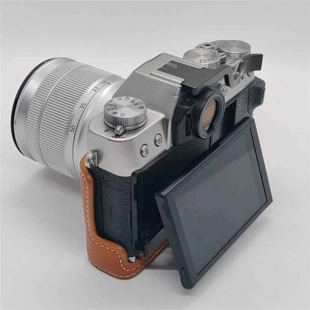 Camera Half Case for Fujifilm X-T30 III / X-T30 II / X-T30 / X-T20 / X-T10 Vintage Leather Base with Wrist Strap - Brown - 5