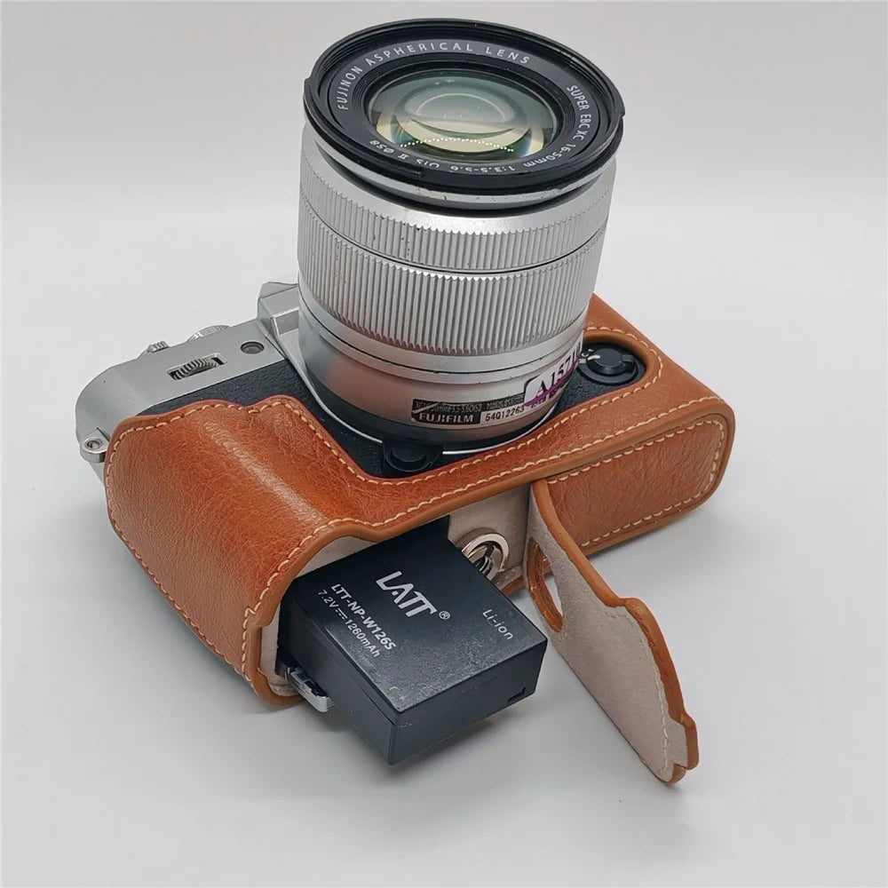 Camera Half Case for Fujifilm X-T30 III / X-T30 II / X-T30 / X-T20 / X-T10 Vintage Leather Base with Wrist Strap - Brown - 6