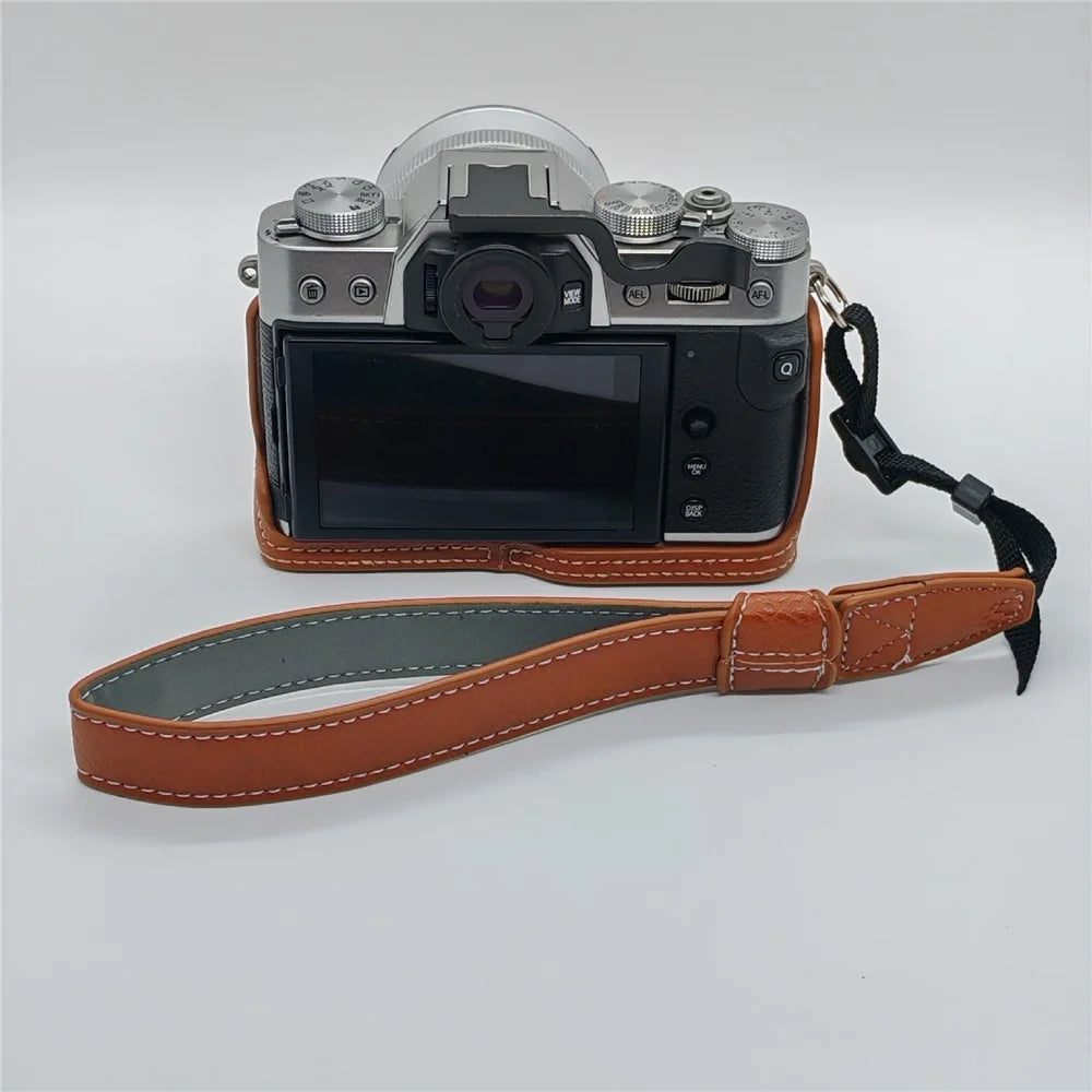 Camera Half Case for Fujifilm X-T30 III / X-T30 II / X-T30 / X-T20 / X-T10 Vintage Leather Base with Wrist Strap - Brown - 7