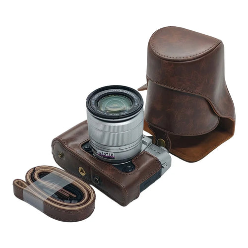 Camera Case with Battery Access for Fujifilm X-T10  /  X-T20  /  X-T30  /  X-T30 II  /  X-T30 III PU Leather Protective Cover - Coffee - 1