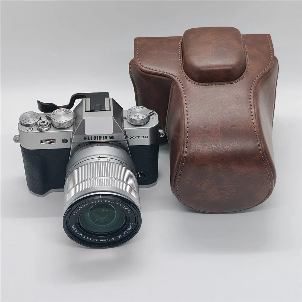 Camera Case with Battery Access for Fujifilm X-T10  /  X-T20  /  X-T30  /  X-T30 II  /  X-T30 III PU Leather Protective Cover - Coffee - 2