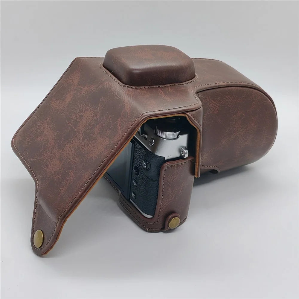 Camera Case with Battery Access for Fujifilm X-T10  /  X-T20  /  X-T30  /  X-T30 II  /  X-T30 III PU Leather Protective Cover - Coffee - 5