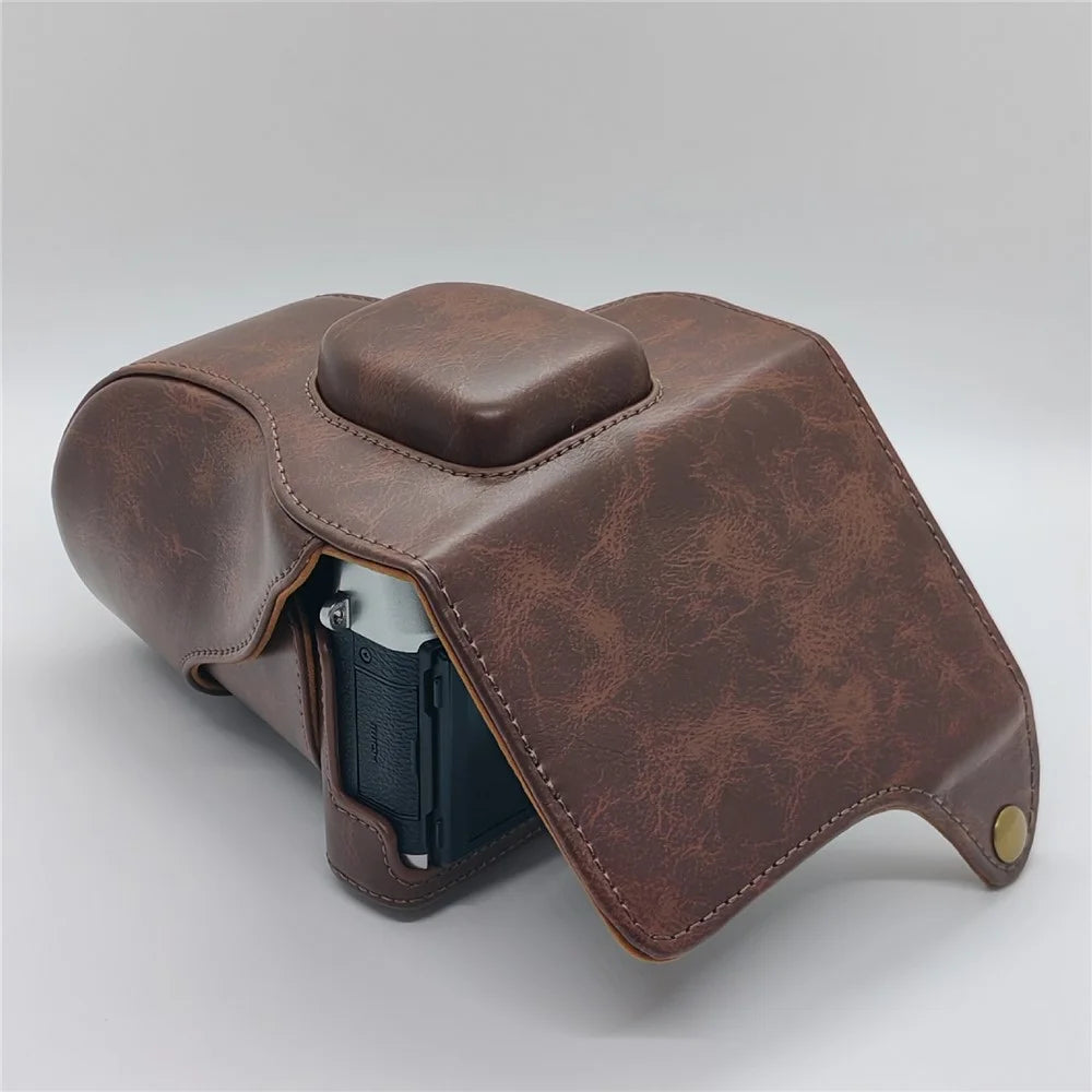 Camera Case with Battery Access for Fujifilm X-T10  /  X-T20  /  X-T30  /  X-T30 II  /  X-T30 III PU Leather Protective Cover - Coffee - 6