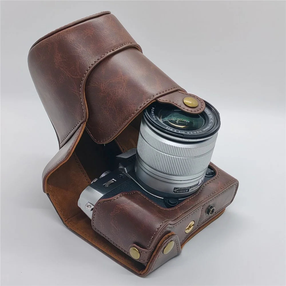 Camera Case with Battery Access for Fujifilm X-T10  /  X-T20  /  X-T30  /  X-T30 II  /  X-T30 III PU Leather Protective Cover - Coffee - 7