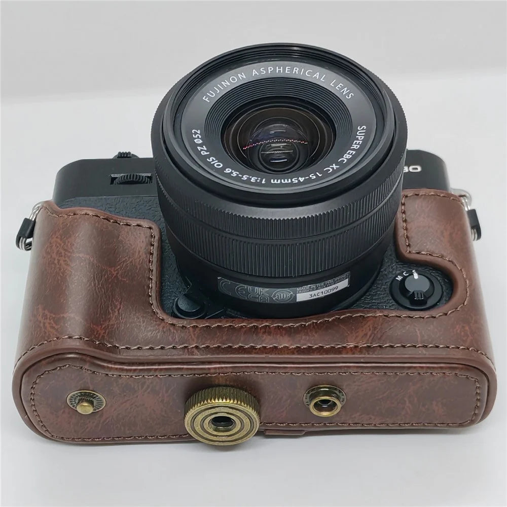 Camera Case for Fujifilm X-T10  /  X-T20  /  X-T30  /  X-T30 II  /  X-T30 III PU Leather Protective Cover with Shoulder Strap - Coffee - 6