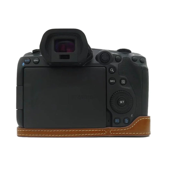 For Canon EOS R5 / R6 PU Leather Camera Bottom Case Battery Opening Design Protective Half Body Cover - Brown - 3