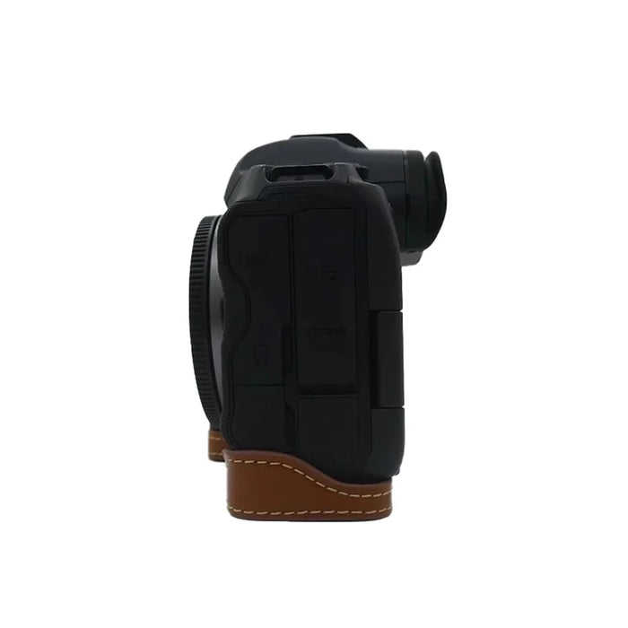 For Canon EOS R5 / R6 PU Leather Camera Bottom Case Battery Opening Design Protective Half Body Cover - Brown - 4