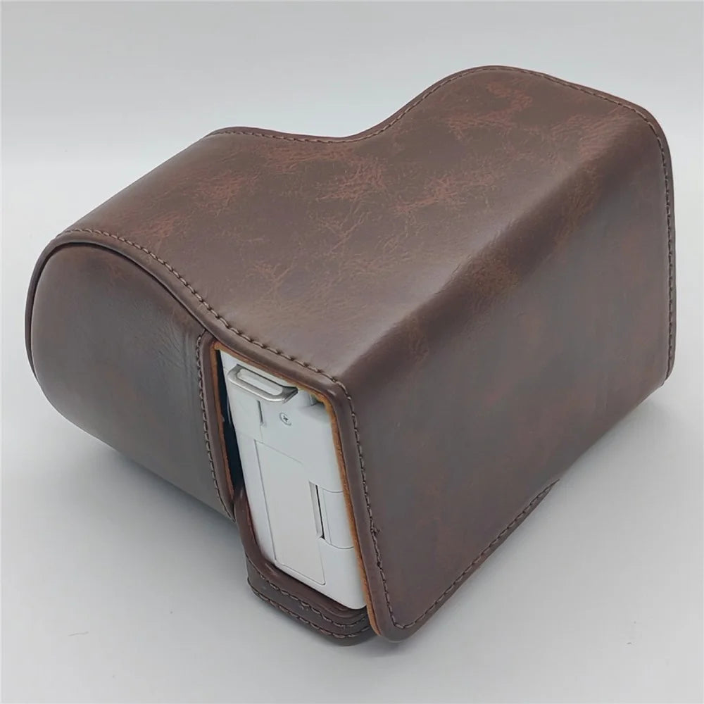 For Sony ZV-E10 Camera Case PU Leather Battery Access Opening Protective Cover with Shoulder Strap - Coffee - 6