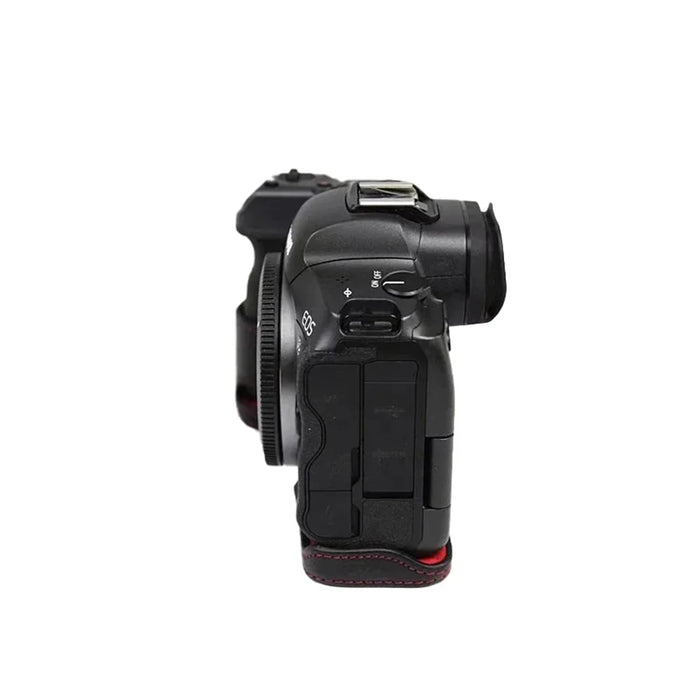 Top Layer Cowhide Camera Bottom Case for Canon EOS R5 / R6 / R62 Battery Opening Design Protective Half Body Cover - Black - 4