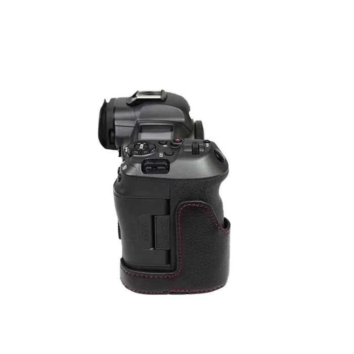Top Layer Cowhide Camera Bottom Case for Canon EOS R5 / R6 / R62 Battery Opening Design Protective Half Body Cover - Black - 5