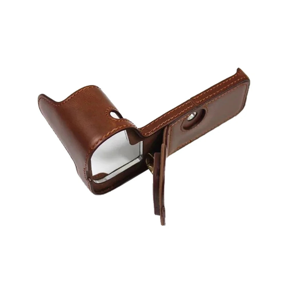 For Canon EOS R5 / R6 / R62 PU Leather Camera Bottom Case Battery Opening Design Flannel Lining Protective Half Body Cover - Coffee - 1