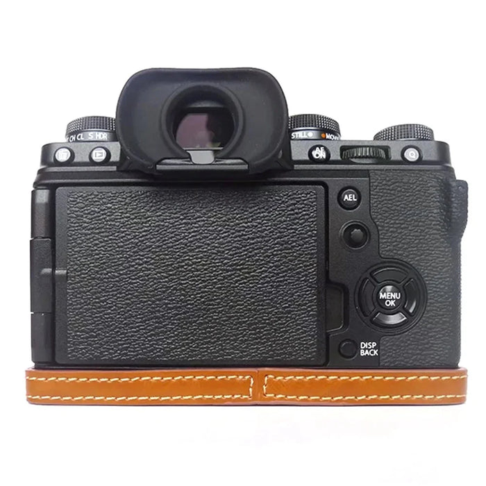 For Fujifilm X-T4 Digital Camera PU Leather Protective Bottom Case Anti-scratch Half Body Cover with Battery Opening - Brown - 4