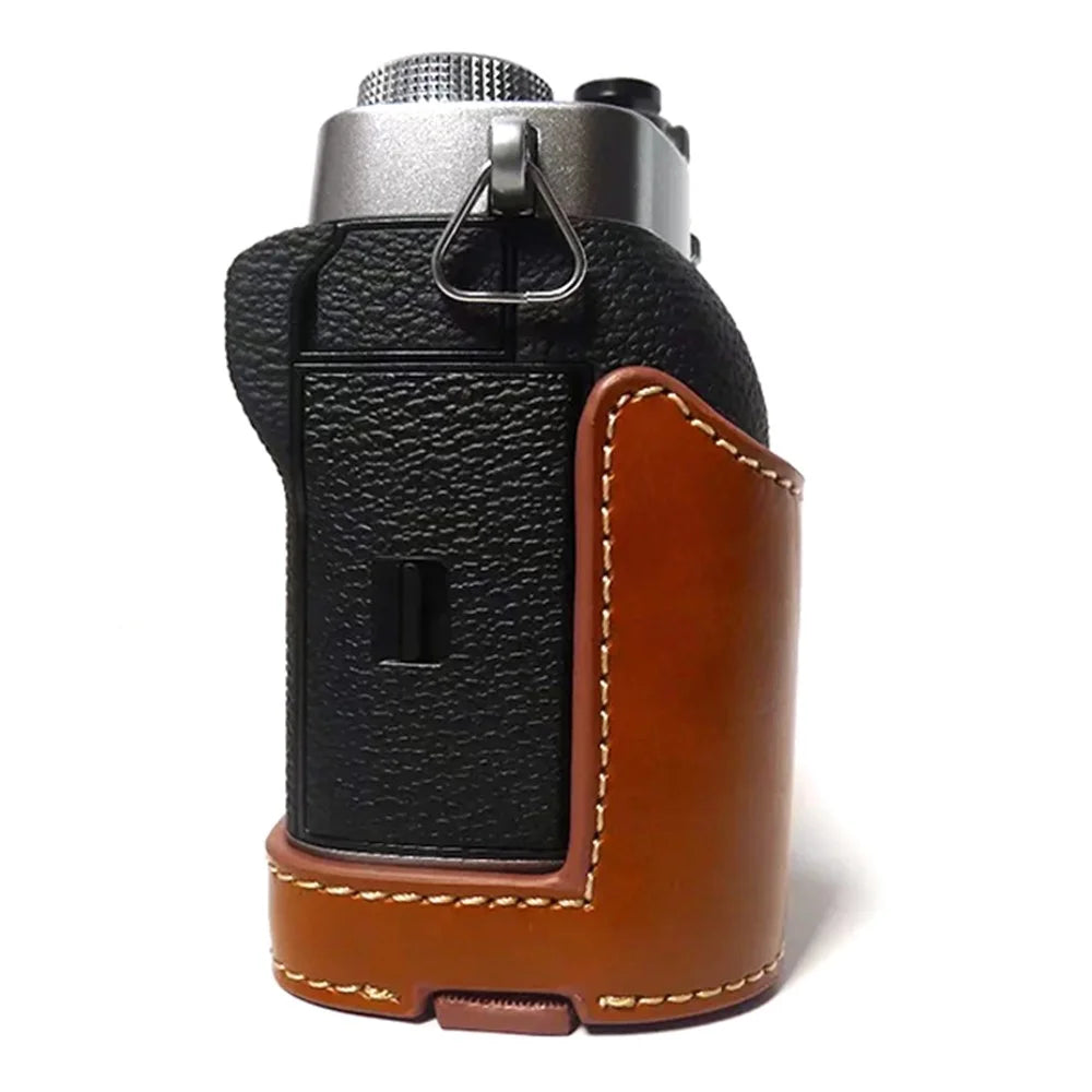 For Fujifilm X-T3 Digital Camera PU Leather Protective Bottom Case Battery Opening Design Half Body Cover - Brown - 5