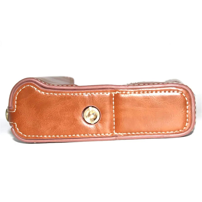 For Fujifilm X-E3 Camera Bottom Shell PU Leather Large Opening Design Protective Half Body Cover - Brown - 4